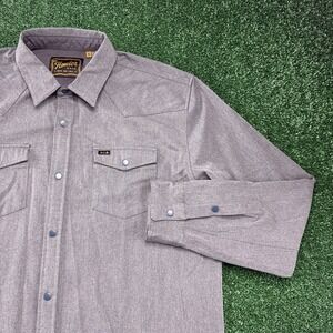 Howler Bros Men's Long Sleeve Button Heavy Flannel Shirt XL Gray